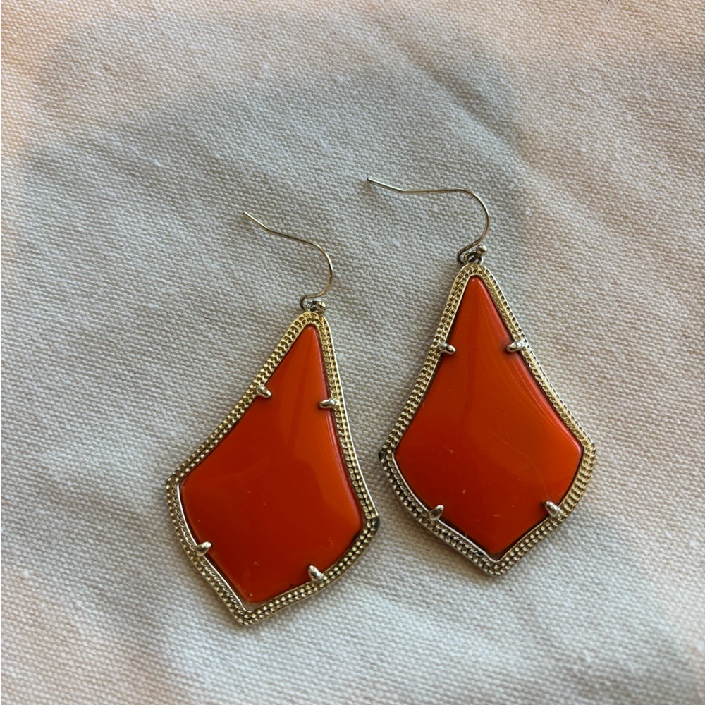 Kendra Scott Orange/Gold Drop Earrings